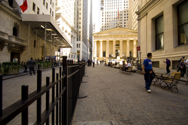 Current view of a downtown area once supplied with water by the Manhattan Company